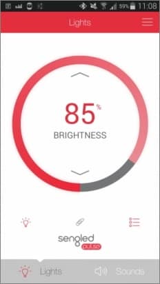 Náhľad aplikácie pre nastavenie Sengled Pulse žiaroviek - položka v menu "Lights", zdroj: techbox.sk