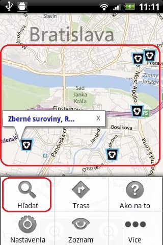Eko-Trace náhľad aplikácie, ktorá je súčasťou projektu eko-mapa.